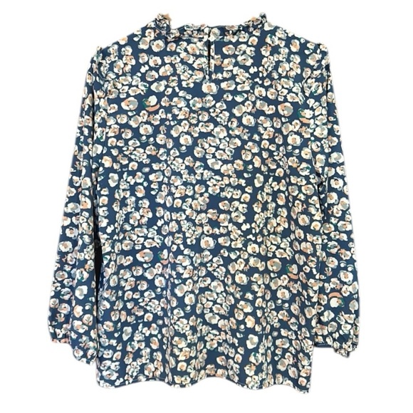 Michelle McDowell Floral Ruffle Neck Long Sleeve Top Size Medium - Picture 3 of 13